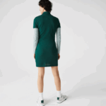 Women Lacoste V0ZN2467 Green 3M2 Stretch Cotton Pique Polo Dress - Image 3