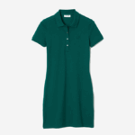 Women Lacoste V0ZN2467 Green 3M2 Stretch Cotton Pique Polo Dress - Image 5