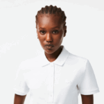 Women Lacoste V0ZN2468 White 001 Slim Fit Stretch Cotton Pique Polo - Image 2
