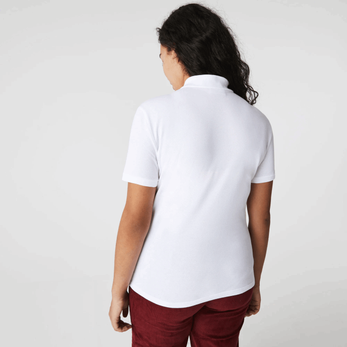 Women Lacoste V0ZN2468 White 001 Slim Fit Stretch Cotton Pique Polo - Image 6