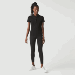 Women Lacoste V0ZN2469 Black 031 Slim Fit Stretch Cotton Pique Polo - Image 2