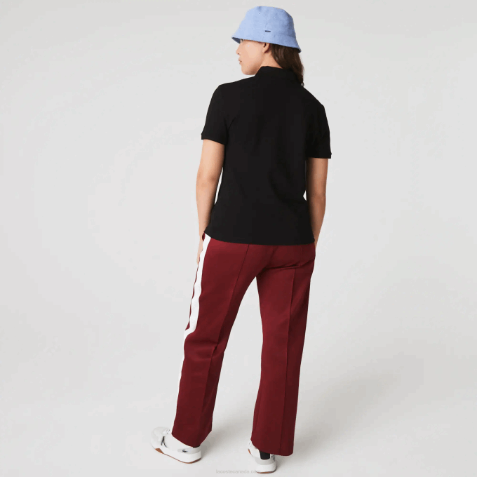 Women Lacoste V0ZN2469 Black 031 Slim Fit Stretch Cotton Pique Polo - Image 6