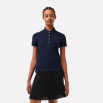 Women Lacoste V0ZN2470 Navy Blue 166 Slim Fit Stretch Cotton Pique Polo