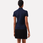 Women Lacoste V0ZN2470 Navy Blue 166 Slim Fit Stretch Cotton Pique Polo - Image 3