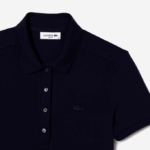 Women Lacoste V0ZN2470 Navy Blue 166 Slim Fit Stretch Cotton Pique Polo - Image 5
