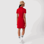 Women Lacoste V0ZN2472 Red 240 Stretch Cotton Pique Polo Dress - Image 2