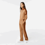 Women Lacoste V0ZN2475 Beige Brown ZWM Regular Fit Monogram Print Polo - Image 2