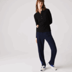 Women Lacoste V0ZN2478 Black 031 Slim Fit Stretch Pique Polo - Image 2
