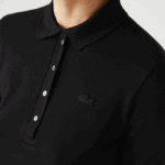 Women Lacoste V0ZN2478 Black 031 Slim Fit Stretch Pique Polo - Image 4