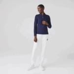 Women Lacoste V0ZN2479 Navy Blue 166 Slim Fit Stretch Pique Polo - Image 2