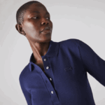 Women Lacoste V0ZN2479 Navy Blue 166 Slim Fit Stretch Pique Polo