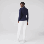 Women Lacoste V0ZN2479 Navy Blue 166 Slim Fit Stretch Pique Polo - Image 3