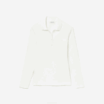 Women Lacoste V0ZN2480 White 70V Slim Fit Stretch Pique Polo - Image 4