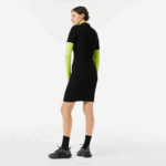 Women Lacoste V0ZN2481 Black 031 Knit Details Front Zip Dress - Image 7