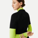Women Lacoste V0ZN2481 Black 031 Knit Details Front Zip Dress - Image 8