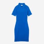 Women Lacoste V0ZN2482 Blue K1Q Knit Details Front Zip Dress - Image 4