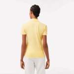 Women Lacoste V0ZN2486 Yellow 107 Slim Fit Stretch Cotton Pique Polo - Image 2