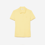 Women Lacoste V0ZN2486 Yellow 107 Slim Fit Stretch Cotton Pique Polo - Image 4