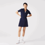 Women Lacoste V0ZN2487 Navy Blue White 525 SPORT Breathable Stretch Golf Polo - Image 2