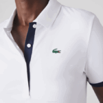 Women Lacoste V0ZN2488 White Navy Blue 522 SPORT Breathable Stretch Golf Polo - Image 4