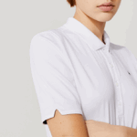 Women Lacoste V0ZN2488 White Navy Blue 522 SPORT Breathable Stretch Golf Polo - Image 6