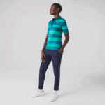 Women Lacoste V0ZN2489 Green KXD SPORT Striped Jersey Golf Sweater - Image 2