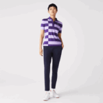Women Lacoste V0ZN2490 Purple 5GM SPORT Striped Jersey Golf Sweater