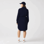 Women Lacoste V0ZN2491 Navy Blue 166 Adjustable Cotton Pique Polo Dress - Image 7