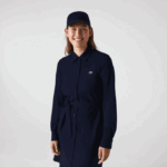 Women Lacoste V0ZN2491 Navy Blue 166 Adjustable Cotton Pique Polo Dress - Image 8