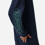 Women Lacoste V0ZN2492 Navy Blue 166 Oversized Zip Neck Polo Dress - Image 8