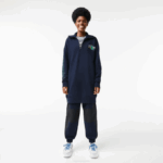 Women Lacoste V0ZN2492 Navy Blue 166 Oversized Zip Neck Polo Dress - Image 9