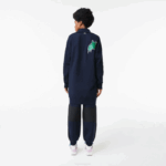 Women Lacoste V0ZN2492 Navy Blue 166 Oversized Zip Neck Polo Dress - Image 10