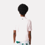 Women Lacoste V0ZN2494 Light Pink T03 Regular Fit Comic Badge Polo - Image 3