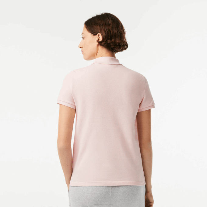 Women Lacoste V0ZN2495 Light Pink ADY Regular Fit Soft Cotton Petit Pique Polo - Image 3