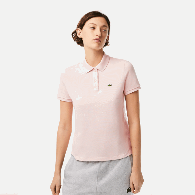 Women Lacoste V0ZN2495 Light Pink ADY Regular Fit Soft Cotton Petit Pique Polo - Image 1