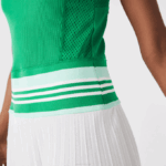 Women Lacoste V0ZN2497 Blue Green White 2C5 Pleated Colorblock Tank Top Dress - Image 5