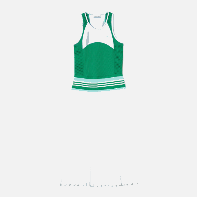Women Lacoste V0ZN2497 Blue Green White 2C5 Pleated Colorblock Tank Top Dress - Image 6