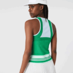 Women Lacoste V0ZN2497 Blue Green White 2C5 Pleated Colorblock Tank Top Dress - Image 7