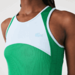 Women Lacoste V0ZN2497 Blue Green White 2C5 Pleated Colorblock Tank Top Dress - Image 8