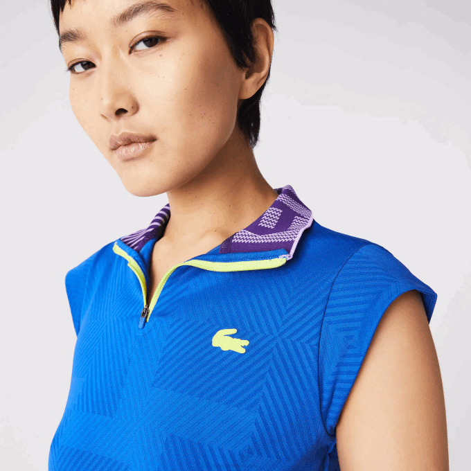women_lacoste_v0zn2501_blue_purple_yellow_2g4_sport_zip_high_neck_tennis_polo.png Women Lacoste V0ZN2501 Blue Purple Yellow 2G4 SPORT Zip High-Neck Tennis Polo - Image 1