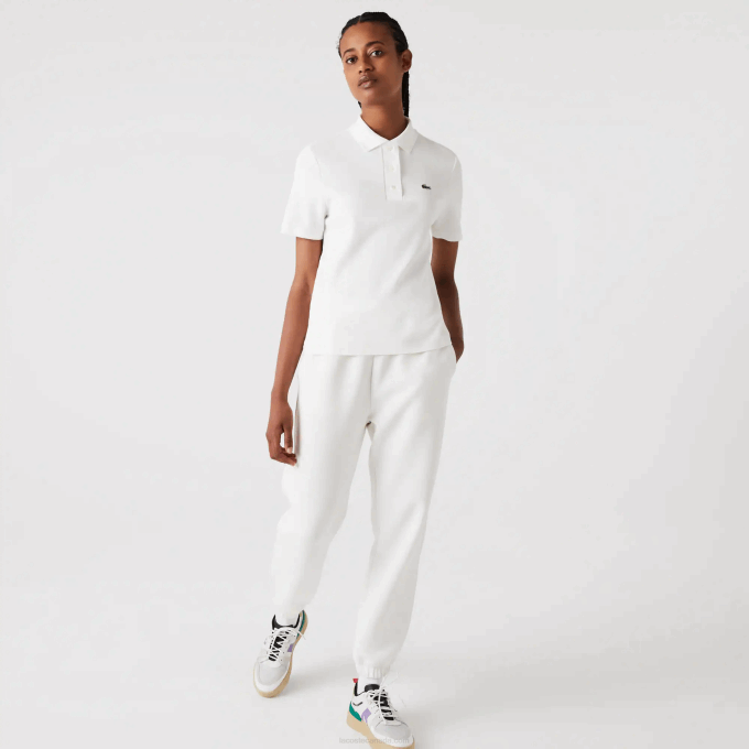 Women Lacoste V0ZN2503 White 70V Regular Fit Striped Organic Cotton Polo - Image 2