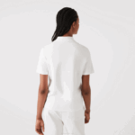 Women Lacoste V0ZN2503 White 70V Regular Fit Striped Organic Cotton Polo - Image 3