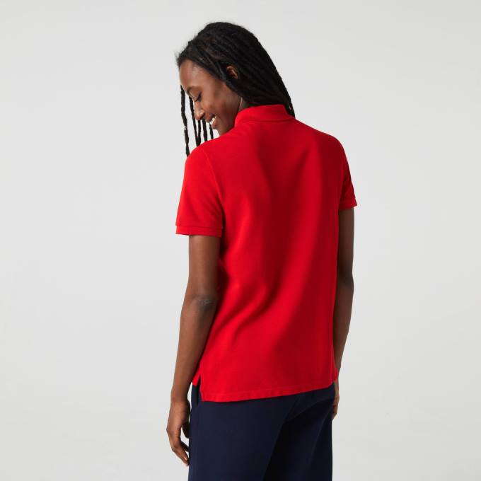 Women Lacoste V0ZN2504 Red 240 Regular Fit Soft Cotton Petit Pique Polo - Image 2