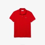 Women Lacoste V0ZN2504 Red 240 Regular Fit Soft Cotton Petit Pique Polo - Image 4