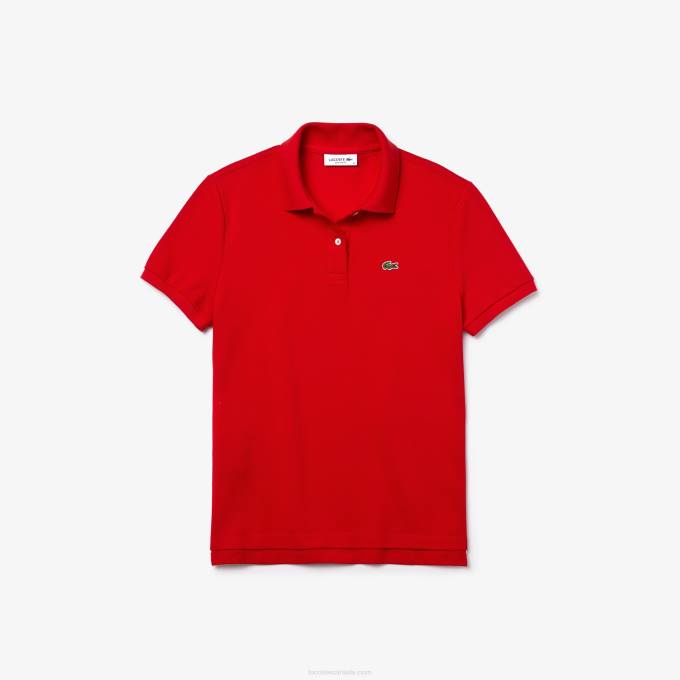 Women Lacoste V0ZN2504 Red 240 Regular Fit Soft Cotton Petit Pique Polo - Image 4