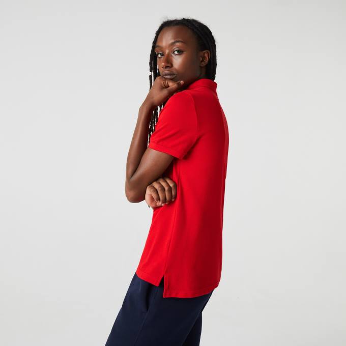 Women Lacoste V0ZN2504 Red 240 Regular Fit Soft Cotton Petit Pique Polo - Image 5