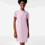 Women Lacoste V0ZN2505 Pink Z4H Stretch Cotton Pique Polo Dress