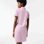 Women Lacoste V0ZN2505 Pink Z4H Stretch Cotton Pique Polo Dress - Image 3