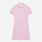 Women Lacoste V0ZN2505 Pink Z4H Stretch Cotton Pique Polo Dress - Image 4