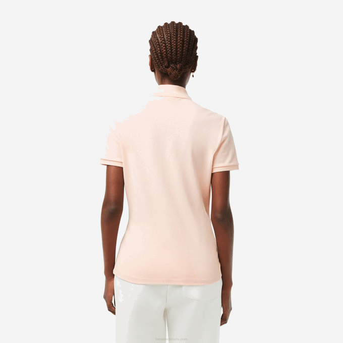 Women Lacoste V0ZN2508 Light Pink ADY Slim Fit Stretch Cotton Pique Polo - Image 3